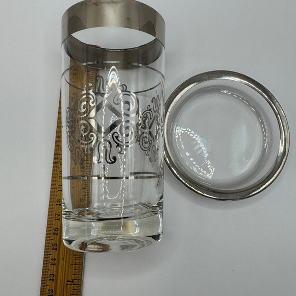 Vintage Kimiko Highball Tumblers and Glass Coaster set in Chrome Carrier. EUC - Picture 11 of 14
